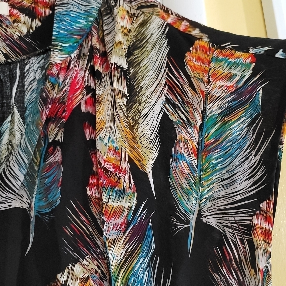 Umgee Boho Flowy Feathers Pattern Multicolor Dust… - image 3